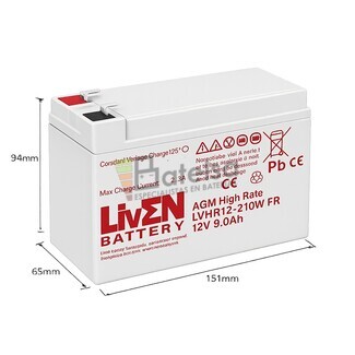 Bater�a 12 Voltios 9 Amperios Long Life | LVHR12-210W Liven Battery